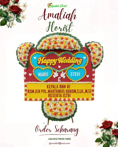 Karangan Papan Bunga Pernikahan di Klopo